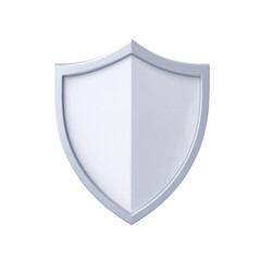 A white shield graphic design element for security protection safety or insurance concepts