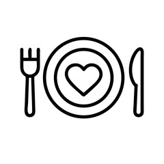 Fototapeta premium Romantic Dinner Plate with Heart Icon Design