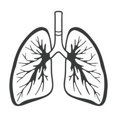 Black Silhouette of Lungs Side View Transparent PNG for Medical & Design Use