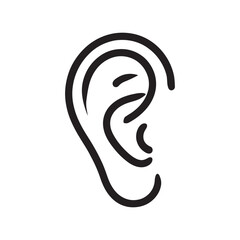 Fototapeta premium Human Ear Line Art Vector Icon Illustration white background