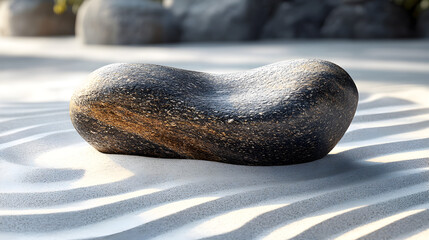 Dark Grey Stone on White Sand Beach