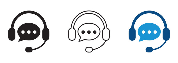 Three Support Icon Variations for Customer Service