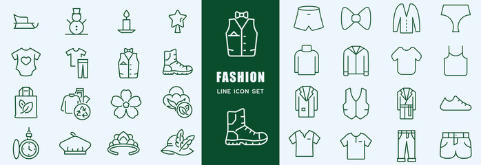 E-commerce and Shopping line editable icon set. Contains icons as mobile shop, shopping cart, testimonials, shipping and delivery, fashion and more.