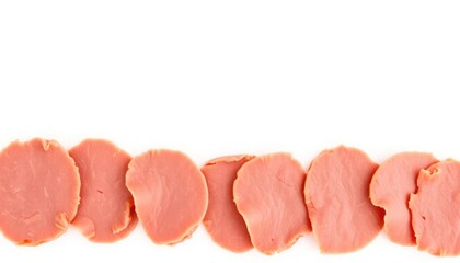 Sliced Luncheon Meat Arranged in a Row