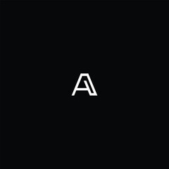 Linear letter A Monogram with black background. 