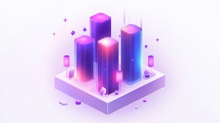 Abstract digital art of colorful glowing towers and crystals visual