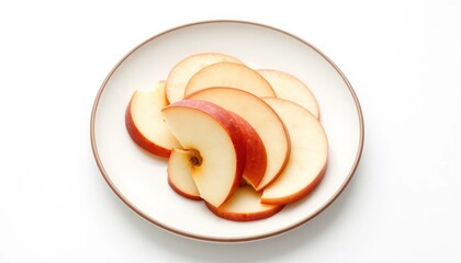 Sliced red apples on plate