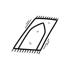 Hand Drawn Islamic Prayer Mat Illustration. Doodle Vector. Isolated on White Background - EPS 10 Vector