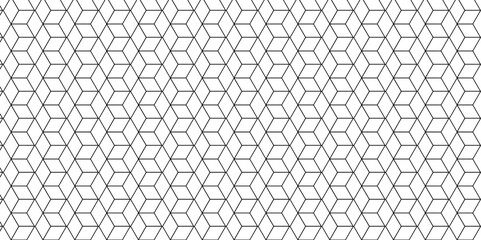 Naklejka premium Seamless pattern with hexagon square cube geometric pattern shapes grid metal element texture design. abstract tiles gradient science web tech connection triangle diamond honeycomb.