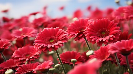 Beautiful red african daisy flowers. Floral background.
