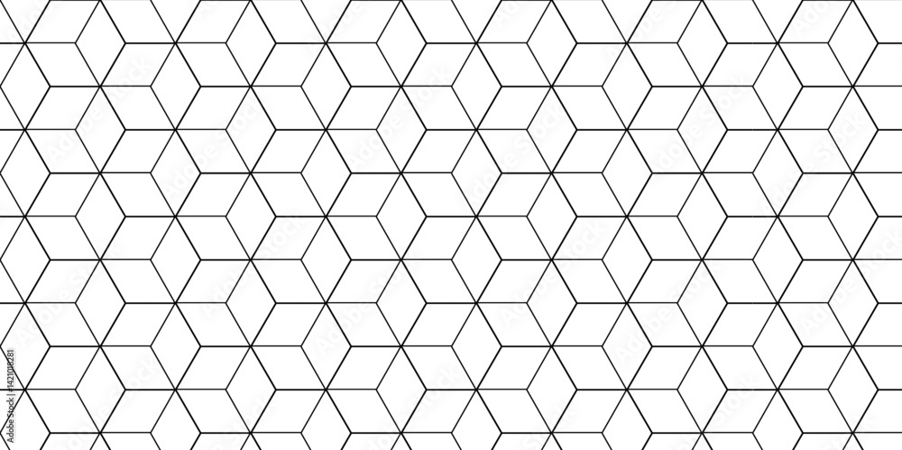 Fototapete Vector seamless pattern with hexagon square cube geometric pattern shapes grid metal element texture design. abstract tiles gradient science web tech connection triangle diamond honeycomb.	
