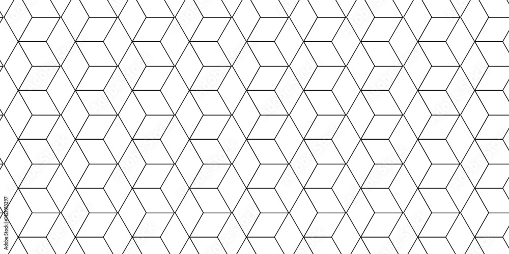 Fototapete Vector seamless pattern with hexagon square cube geometric pattern shapes grid metal element texture design. abstract tiles gradient science web tech connection triangle diamond honeycomb.	

