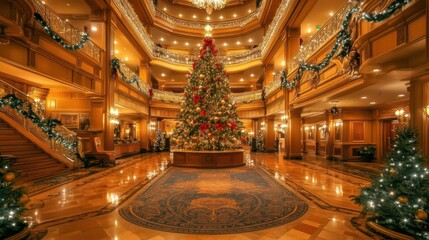 Obraz premium Elegant Holiday Decor in Grand Lobby