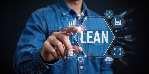 Lean manufacturing principles displayed on a digital interface.