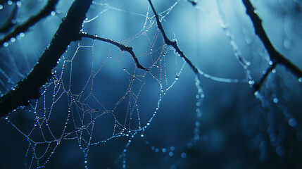 spider web with dew drops
