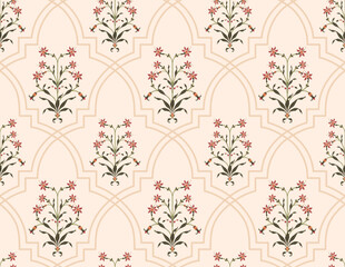 Hand drawn colourful geometric flowers, seamless patterns with floral for fabric, textiles, clothing, wrapping paper, backdrop, banner, illustration, abstract backgrounds.
