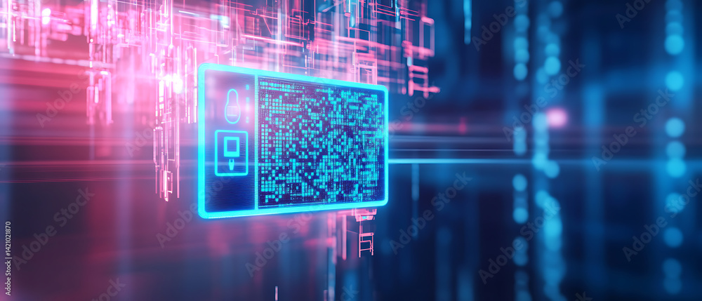 Poster digital data transmission visualization virtual realm graphic design futuristic environment close-up