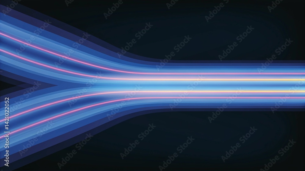 Aufkleber Modern abstract high-speed light motion effect on black background. Futuristic glowing lines, dynamic energy flow, digital light trails, and speed motion blur in dark space background.