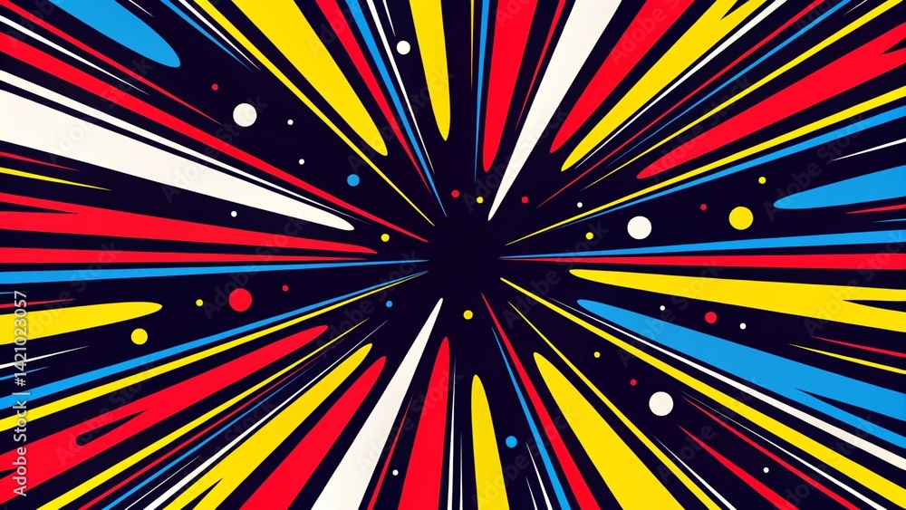 Aufkleber radial speed lines background for comic books. color rays of explosion. speed motion in hyperspace t