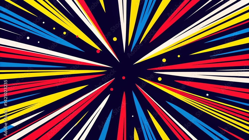 Aufkleber radial speed lines background for comic books. color rays of explosion. speed motion in hyperspace t