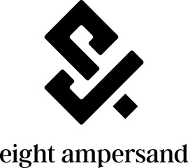 simple black silhouette eight 8 and ampersand ribbon logo design