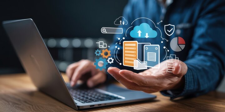 Cloud computing services displayed in a hand.