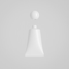 luxury white plastic tube with screw cap, plastic cosmetic Tube mockup, Squeeze tube packaging,...