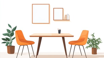 Modern Room Interior with Table and Chairs