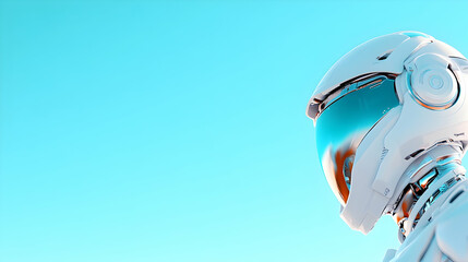 Fototapeta premium White Astronaut Helmet Against Cyan Sky
