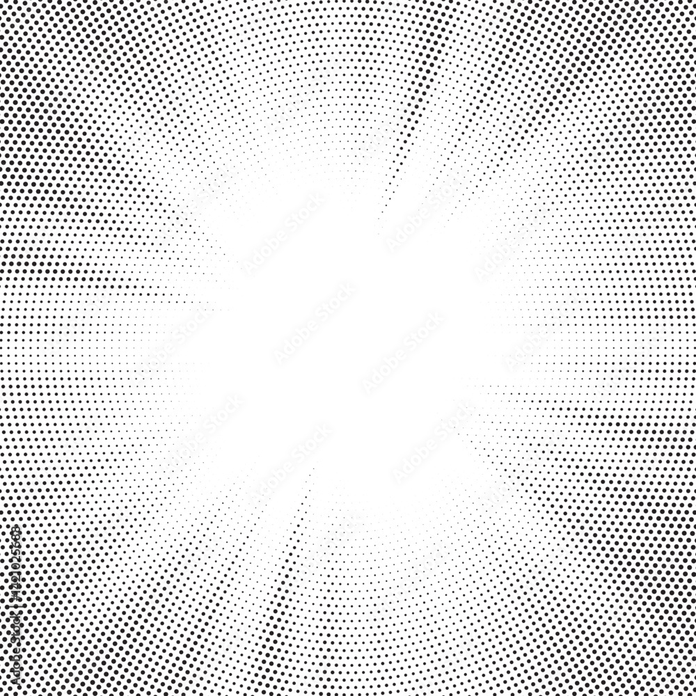 Fototapete dotwork noise burst beam background. black noise stipple dots sunburst pattern. motion, explosion ef