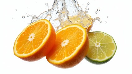Orange, Lemon, And Lime With Splashing Water