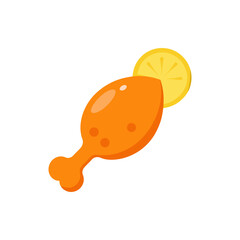 Tandoori Chicken Leg with Lemon Garnish on Transparent Background