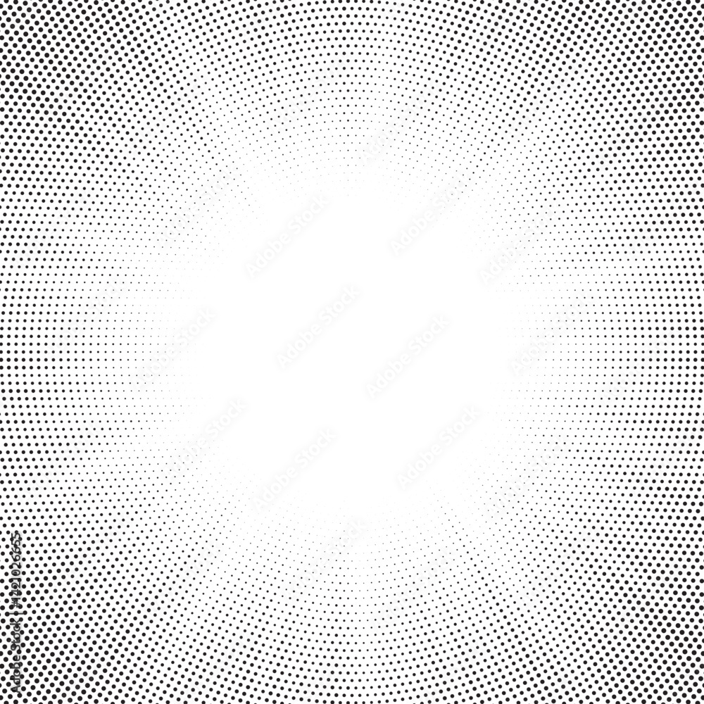 Leinwandbilder Halftone gradient sun rays pattern. Abstract halftone vector dots background. monochrome dots pattern. Vector background in comic book style with sunburst rays and halftone. Retro pop art design.