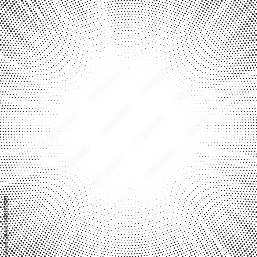 Poster Halftone gradient sun rays pattern. abstract halftone vector dots background. monochrome dots pattern. pop art, comic small dots. star rays halftone poster. shine, explosion. sunrise rays background. 