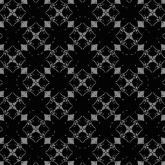 Black and White Floral Kaleidoscopic Pattern