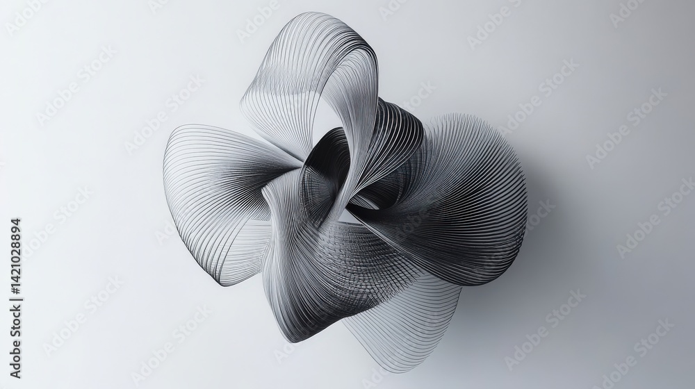 Poster abstract black and white curved lines design on a simple background