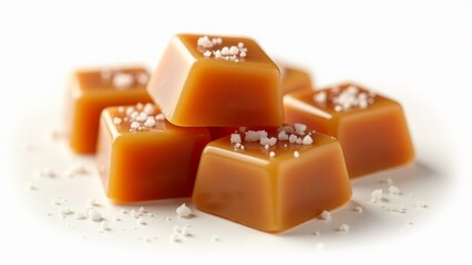 Salted Caramel Squares On White Background
