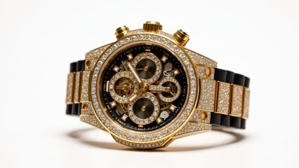 Diamond And Gold Luxury Wristwatch Close-Up