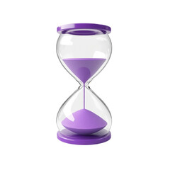 Purple hourglass sand timer time lapse flowing sand glass