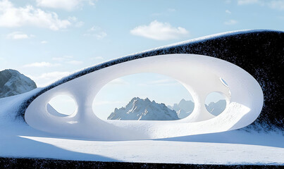 Stunning Abstract Snowy Landscape with Futuristic Architectural Design