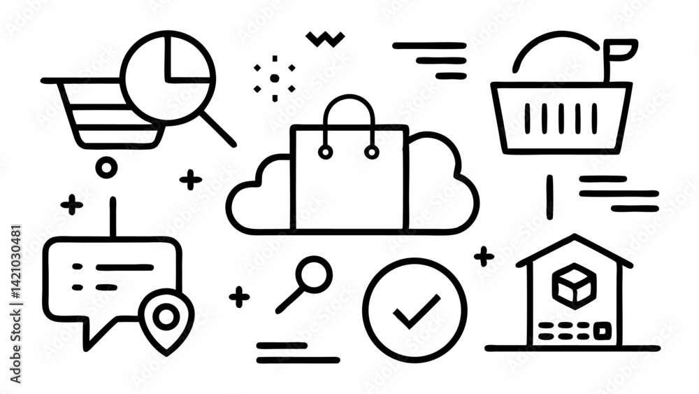 Aufkleber clean and professional e commerce icons in line editable style perfect for online store interfaces, 
