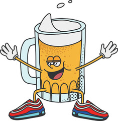 Retro and cartoon style beer character illustration