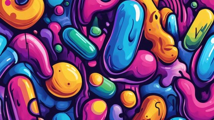 Obraz premium Colorful abstract shapes create a vibrant and playful background