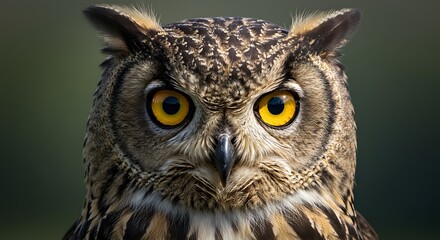Obraz premium Magnificent Eurasian Eagle Owl Portrait Stunning Close Up View of a Majestic Bird of Prey