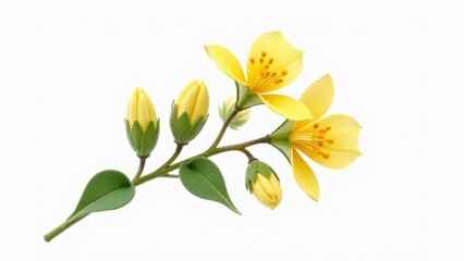 Naklejka premium Flowering Yellow Mock Orange Branch Isolated