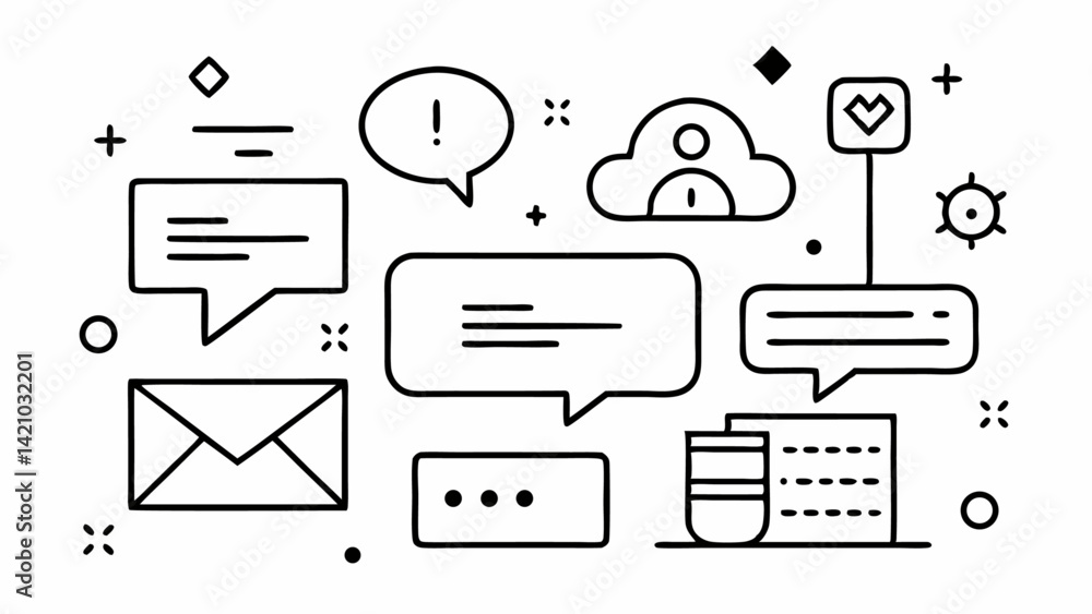Poster line style feedback icon set with editable vector illustrations ideal for customer review platforms 