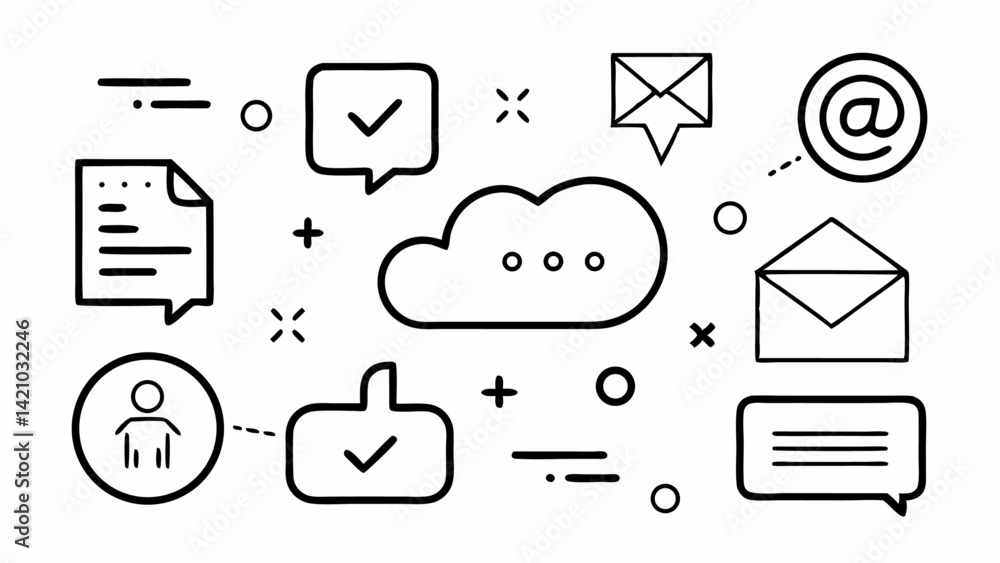 Poster clean feedback icons in line editable format perfect for support services online reviews product fee