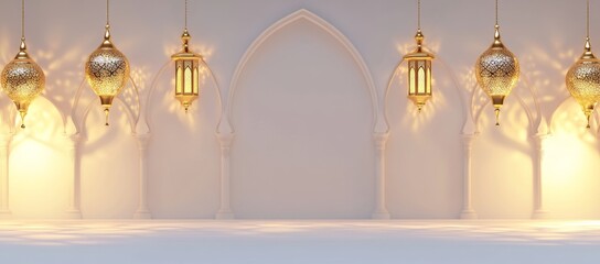 Elegant Islamic Decor with Golden Lanterns