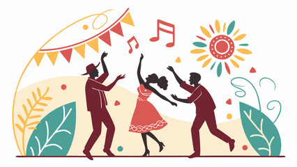 Festive Party People Dancing Flat Vector Art Celebration