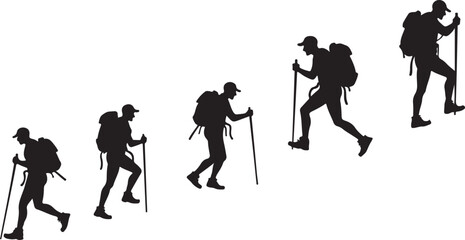 Obraz premium Group of Hikers Silhouette